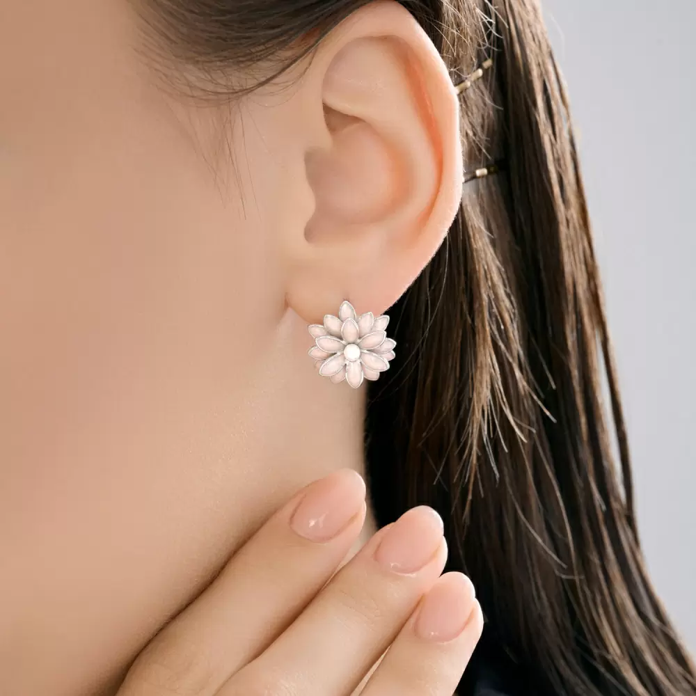 Серьги 94027259 серебро Цветы
