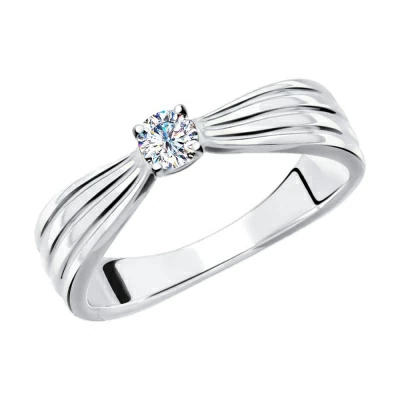 Кольцо один камень 94012836 серебро