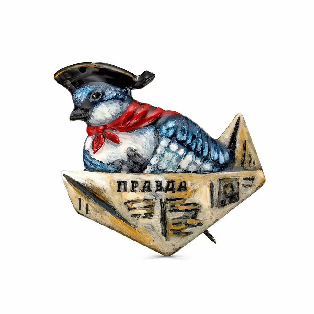 Брошь 5-187-0050 серебро Птица