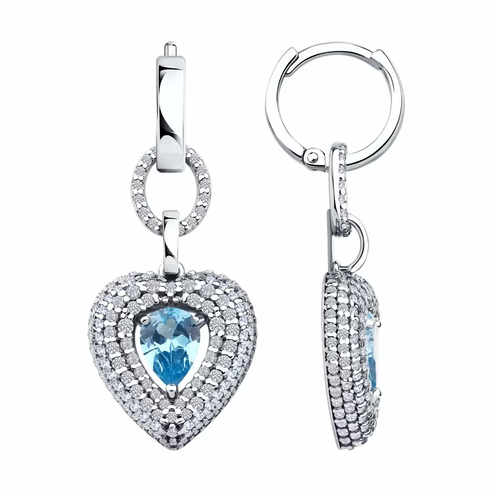 Серьги подвесные 94026833 серебро Сердце_0