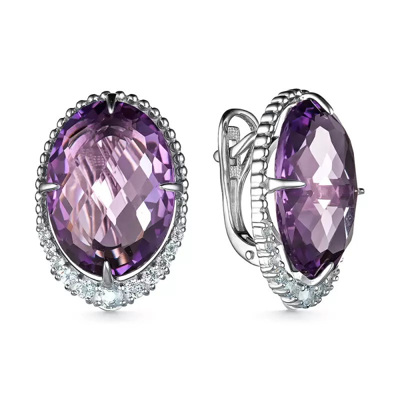 Серьги один камень 207367-901-1019 серебро