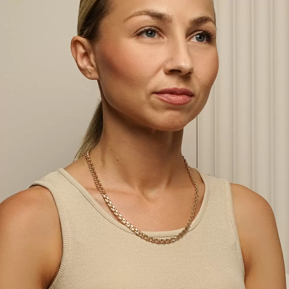 Цепь Бисмарк.Ц090 золото Пустотелый