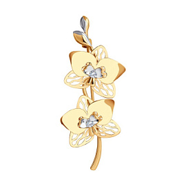 Брошь 040319 золото Орхидея