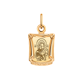 Подвеска религиозная христианская ладанка 3095 золото Владимирская Божья Матерь